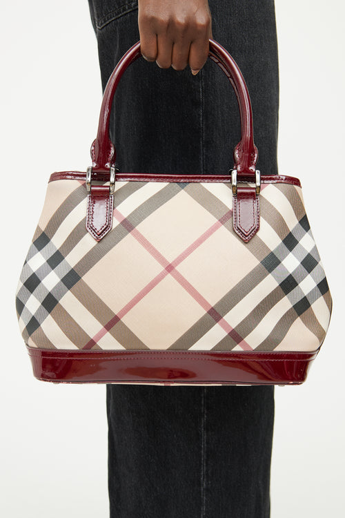 Burberry Burgundy Nova Check Tote Bag