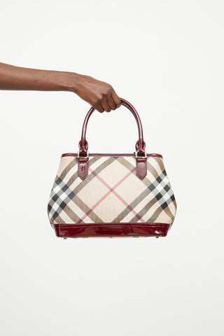 Burberry Burgundy Nova Check Tote Bag