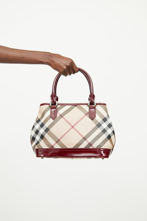 Burberry Burgundy Nova Check Tote Bag