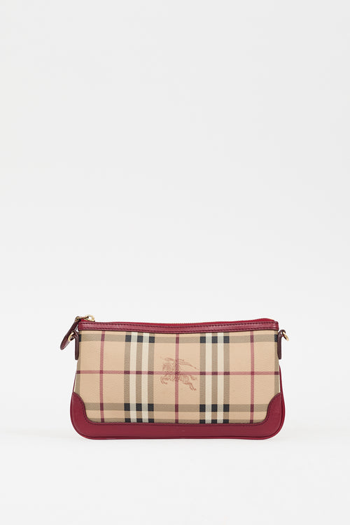 Burberry Burgundy 
Beige Haymarket Peyton Bag