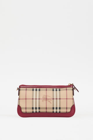 Burberry Burgundy 
Beige Haymarket Peyton Bag