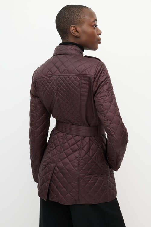 Burberry Burgundy Quilted Mid Length Jacket