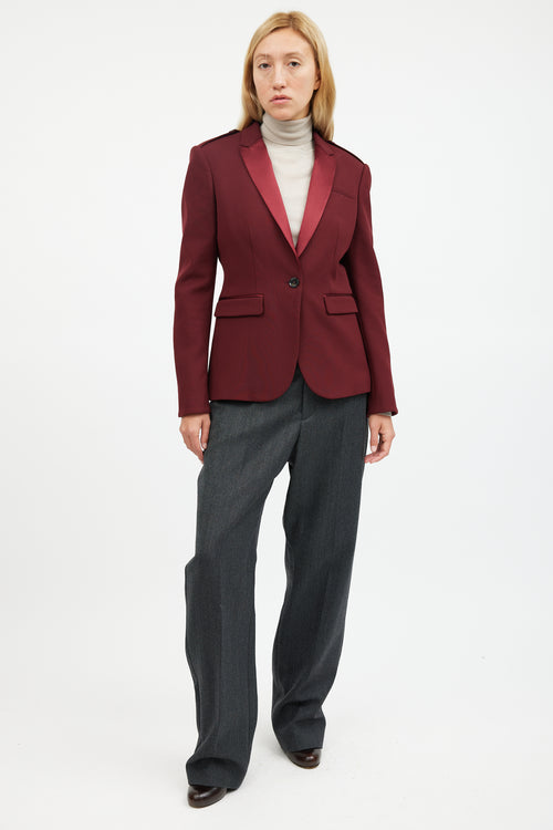 Burberry Burgundy Epaulet Blazer