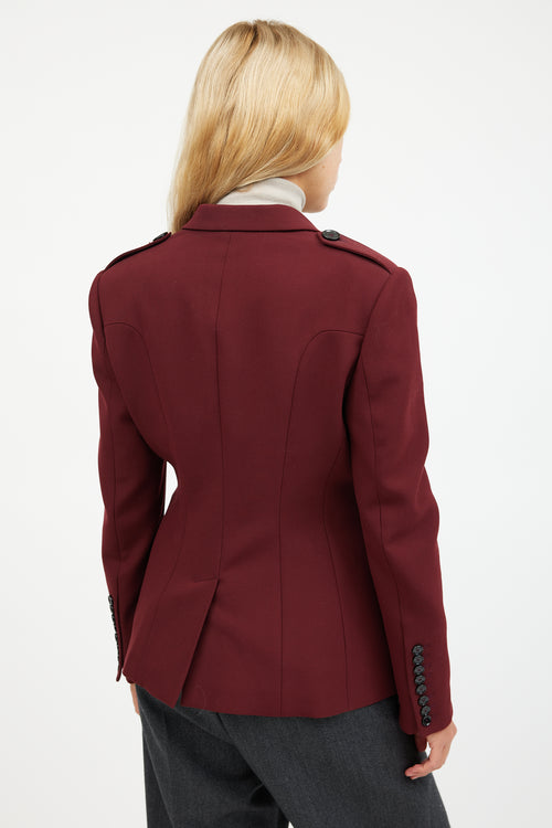 Burberry Burgundy Epaulet Blazer