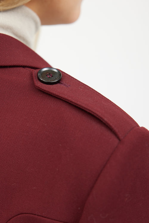 Burberry Burgundy Epaulet Blazer