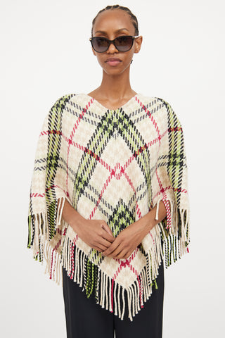 Burberry Cream 
Multi Cashmere 
Wool Poncho