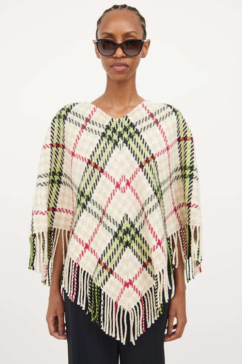 Burberry Cream 
Multi Cashmere 
Wool Poncho