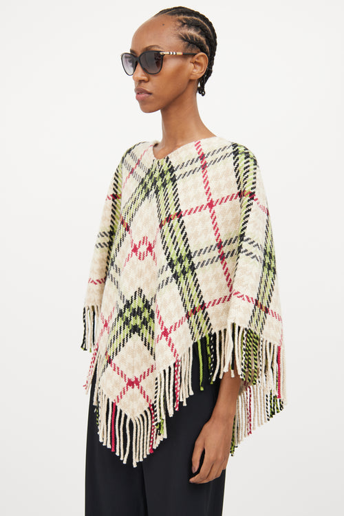 Burberry Cream 
Multi Cashmere 
Wool Poncho