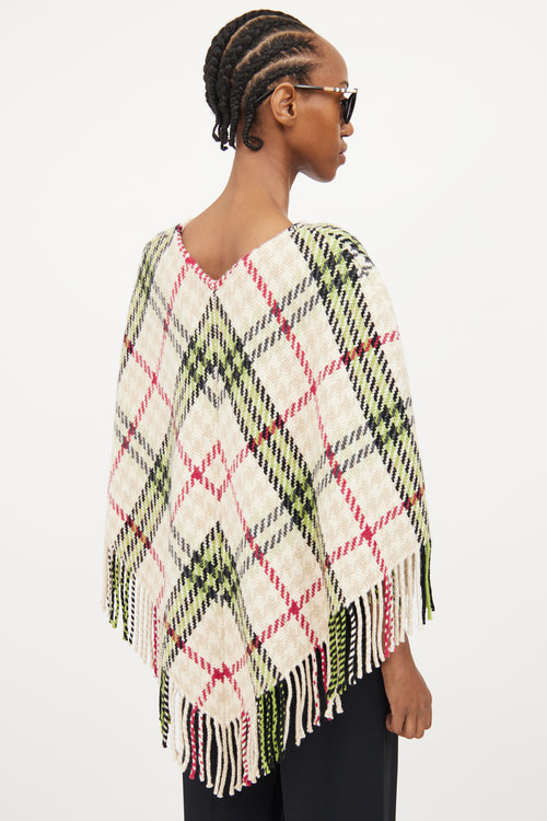 Burberry Cream 
Multi Cashmere 
Wool Poncho