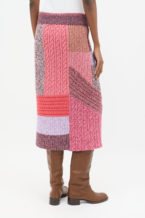 Burberry Cashmere 
Wool Knit Patchwork Skirt