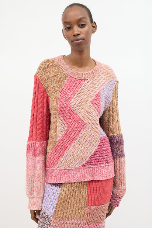 Burberry Cashmere 
Wool Knit Patchwork Sweater