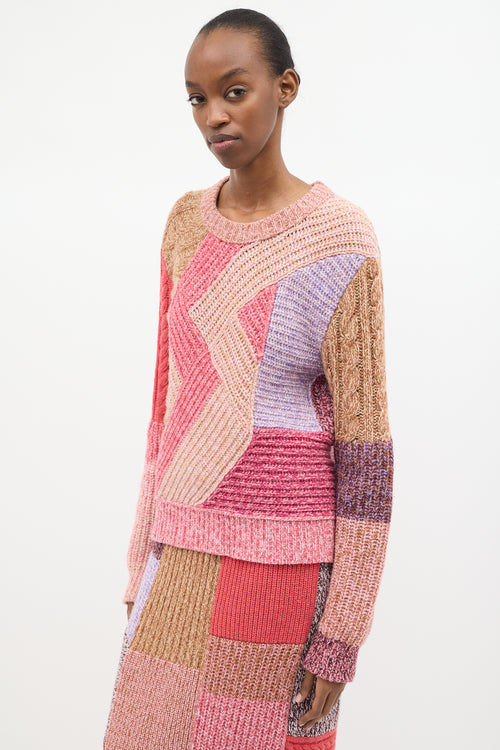 Burberry Cashmere 
Wool Knit Patchwork Sweater