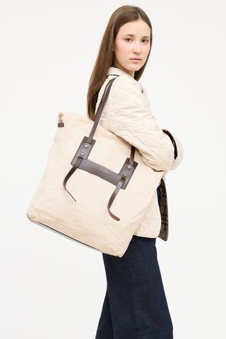 Burberry Beige Canvas Tote