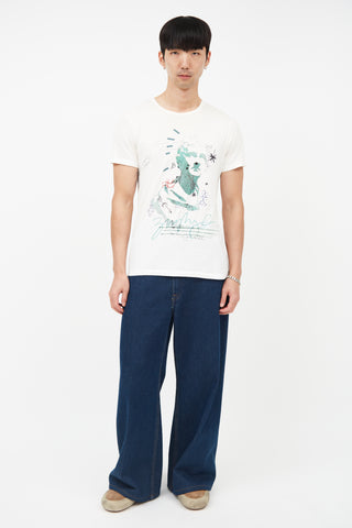 Burberry Cream 
Multicolour Man Print T-Shirt