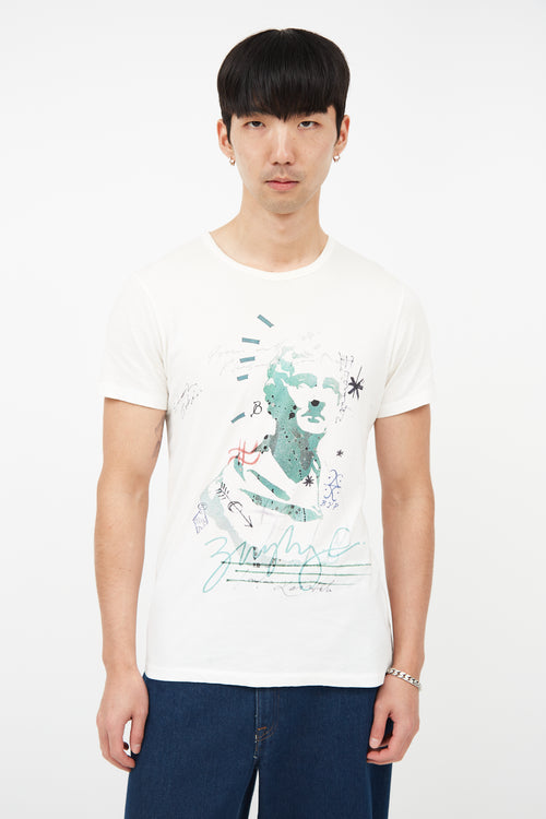 Burberry Cream 
Multicolour Man Print T-Shirt