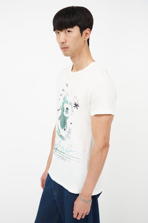 Burberry Cream 
Multicolour Man Print T-Shirt