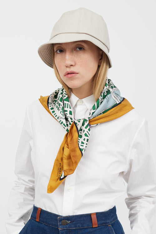 Burberry Cream 
Multicolour Map Silk Scarf