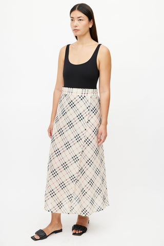 Burberry Cream Nova Check Wrap Skirt