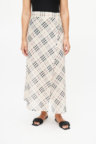 Burberry Cream Nova Check Wrap Skirt