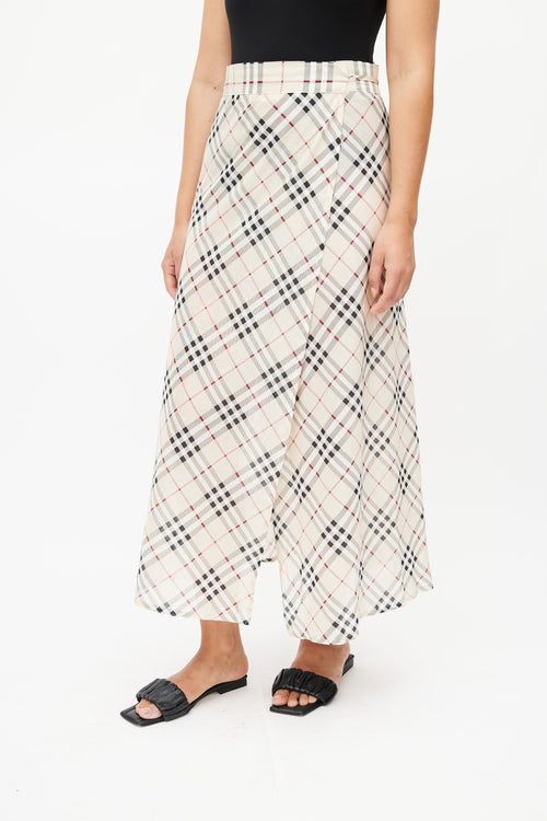 Burberry Cream Nova Check Wrap Skirt