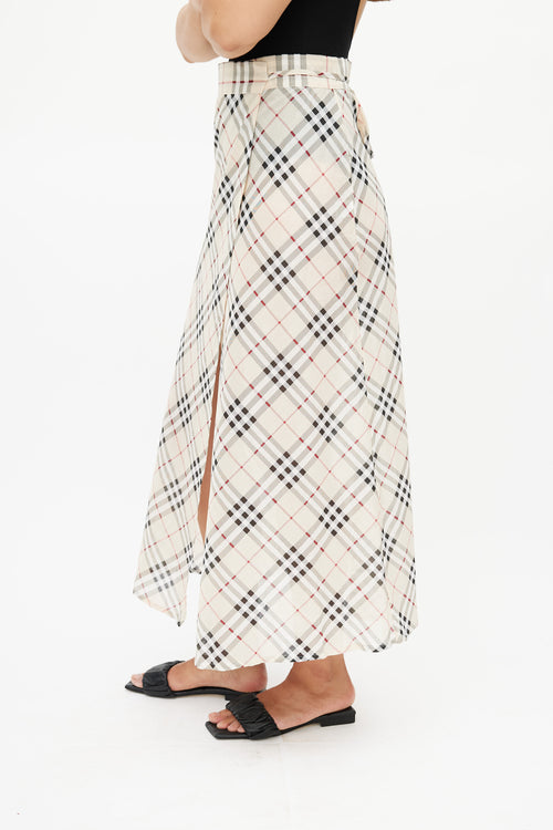 Burberry Cream Nova Check Wrap Skirt