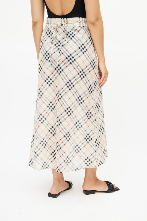 Burberry Cream Nova Check Wrap Skirt