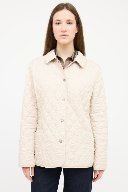 Burberry Cream Nylon Quilted  Jacket