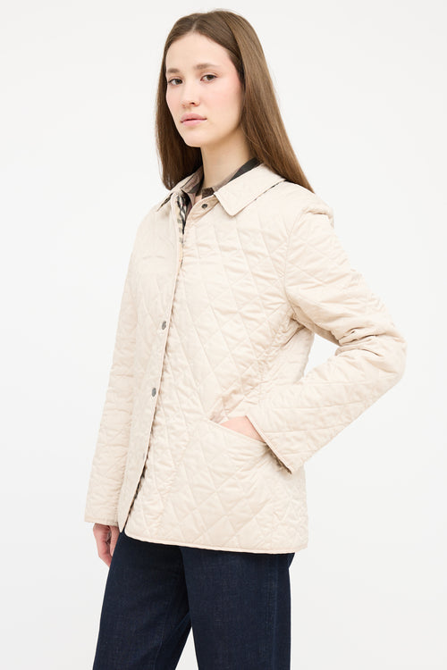 Burberry Cream Nylon Quilted  Jacket