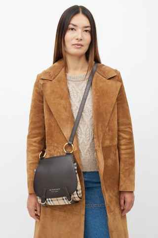 Burberry Dark Brown Haymarket Bridle Crossbody Bag