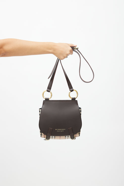 Burberry Dark Brown Haymarket Bridle Crossbody Bag