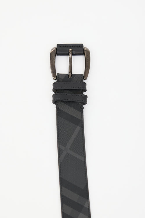  Dark Grey Black Leather Nova Check Belt