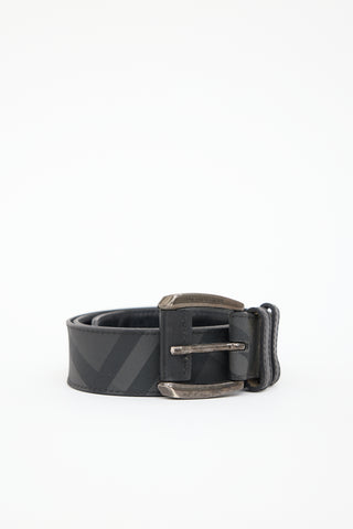 Burberry Dark Grey 
Black Leather Nova Check Belt