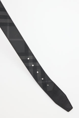  Dark Grey Black Leather Nova Check Belt