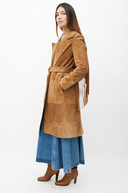 Burberry Fall 2015 Brown Suede Fringe Coat