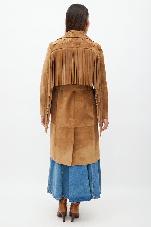 Burberry Fall 2015 Brown Suede Fringe Coat