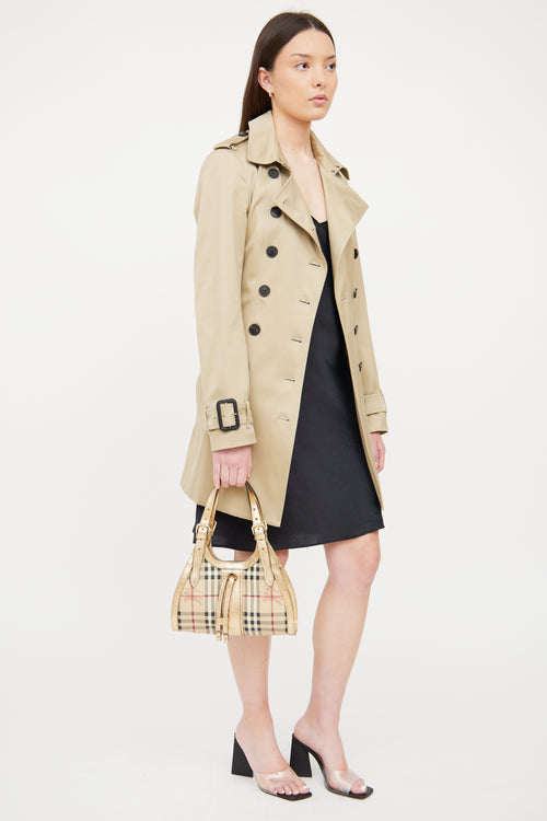 Burberry Gold Haymarket Check Ashbury Bag