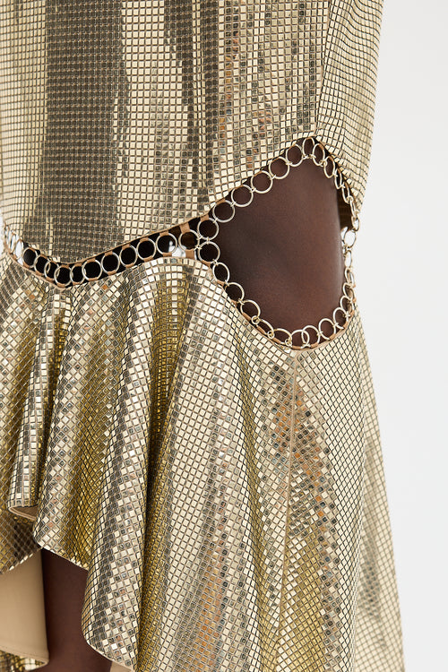 Burberry Gold Square Sequin Metallic Skirt