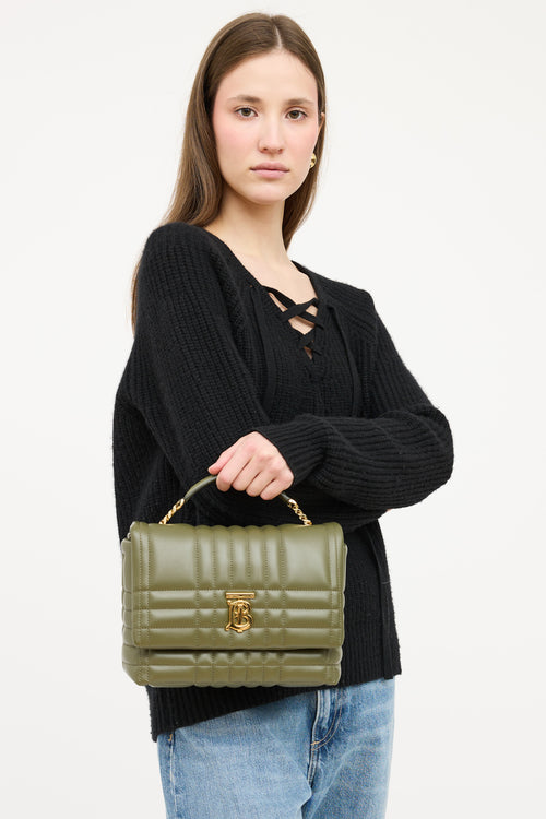 Burberry Green Leather Quilted Lola Bag