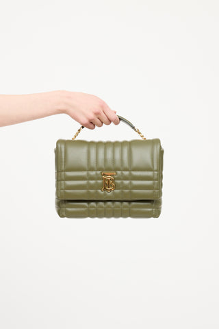 Burberry Green Leather Quilted Lola Bag