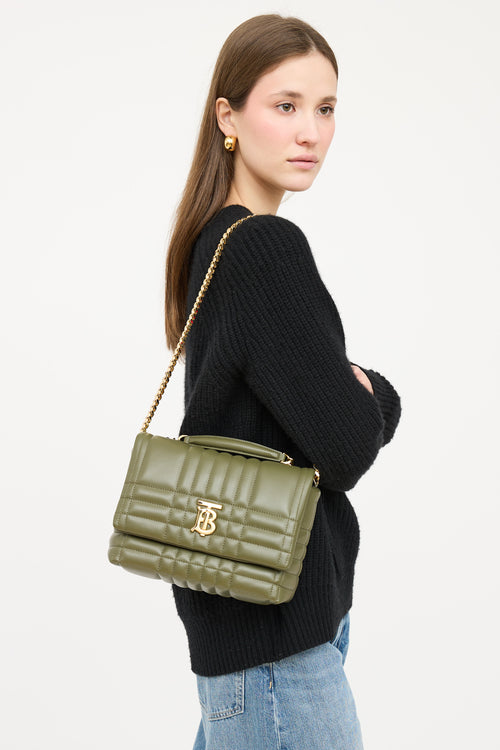 Burberry Green Leather Quilted Lola Bag