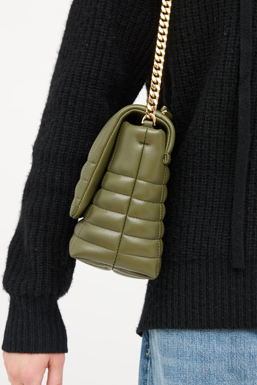 Burberry Green Leather Quilted Lola Bag