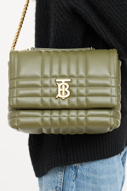 Burberry Green Leather Quilted Lola Bag