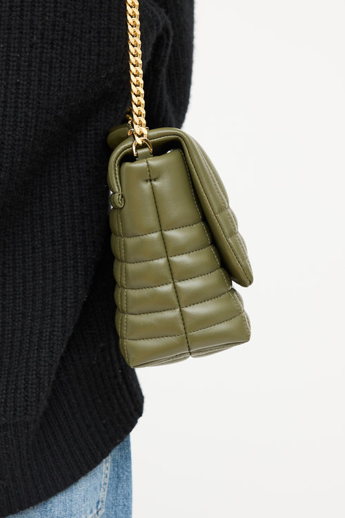 Burberry Green Leather Quilted Lola Bag