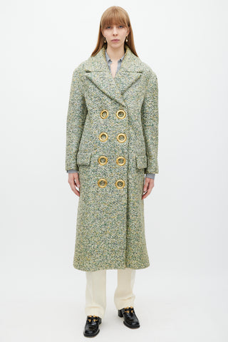 Burberry Green 
Multicolour Laminated Cashmere Coat