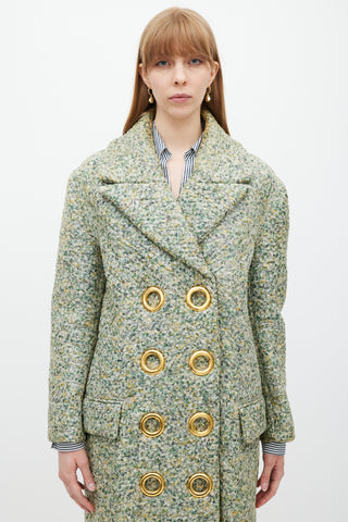 Burberry Green 
Multicolour Laminated Cashmere Coat