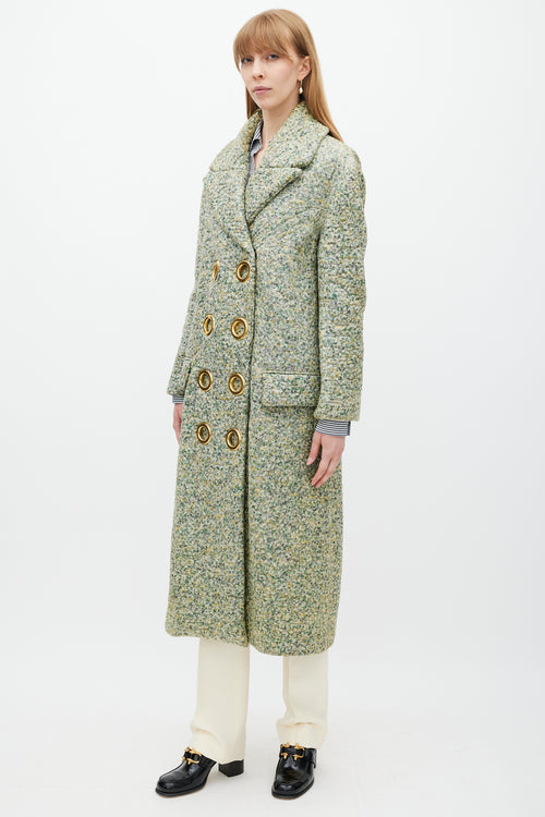 Burberry Green 
Multicolour Laminated Cashmere Coat