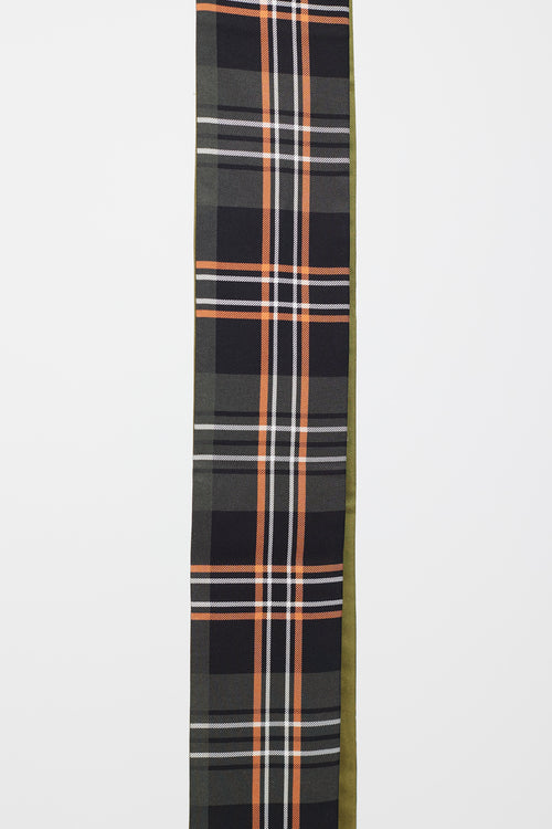 Burberry Green 
Multicolour Plaid Silk Tie Scarf