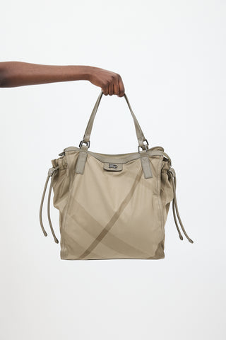 Burberry Green Nova Check Nylon Tote