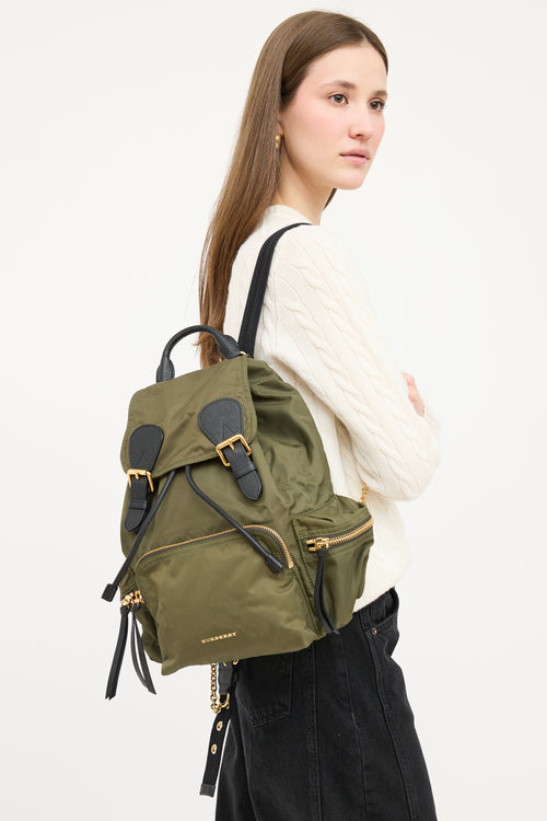 Burberry Green 
Black Nylon Chain Link Backpack