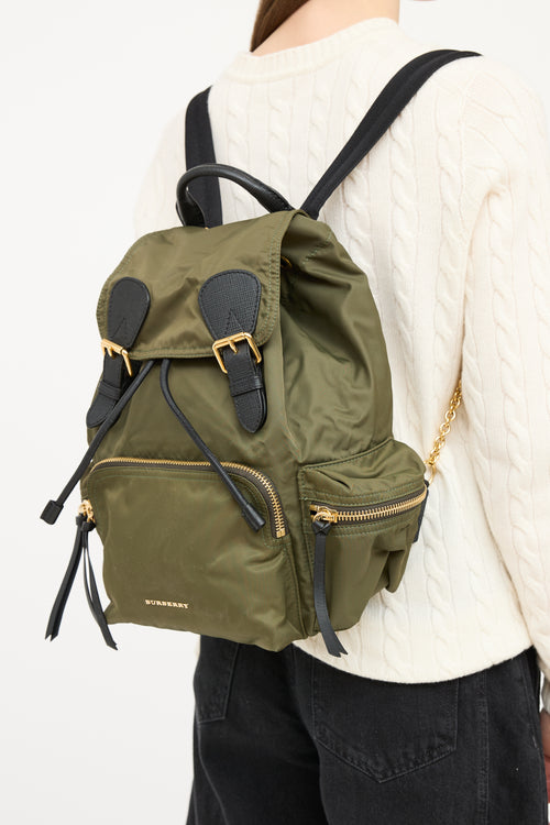 Burberry Green 
Black Nylon Chain Link Backpack